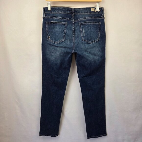 Kut From The Kloth Lightly Distressed Straight-Leg Denim Jeans Size 8 - Picture 2 of 13